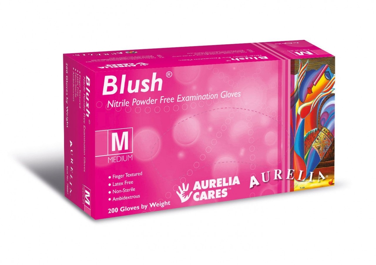 Aurelia BLUSH (PINK) Powder Free Nitrile – 200 Gloves (Small / Medium)
