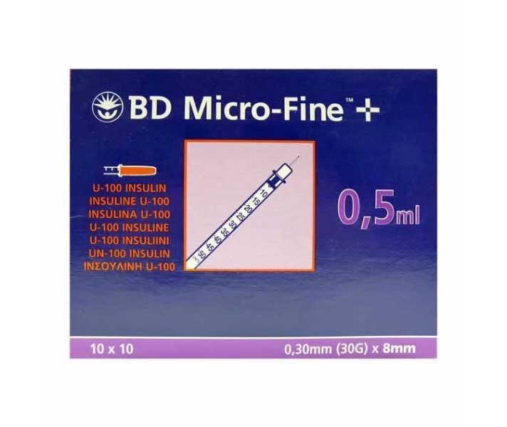 BD Micro-Fine 0.5ml Syringe 0.30mm (30G) x 8mm – Box of 100