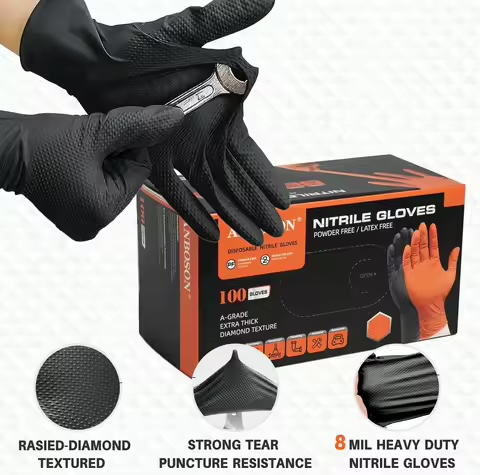 Black Nitrile Gloves Heavy Duty – Box of 100