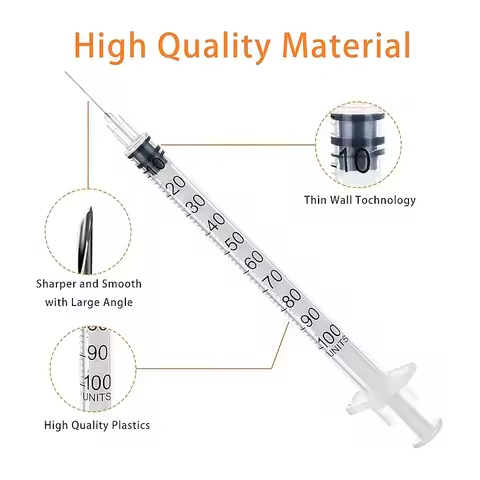 Insulin Syringes 1ml with Fixed Needle – Box of 100