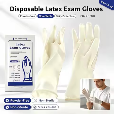 Latex Examination Gloves Powder-Free – Box of 100